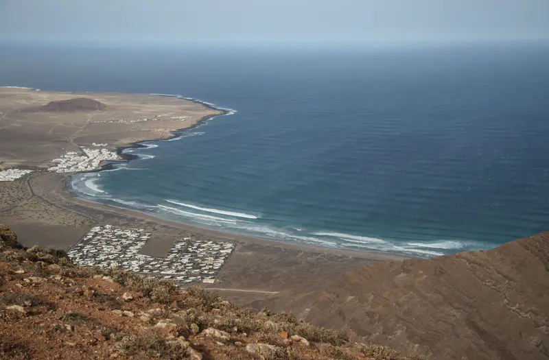 View over Caleta de Famara and its long beach, Lanzarote.