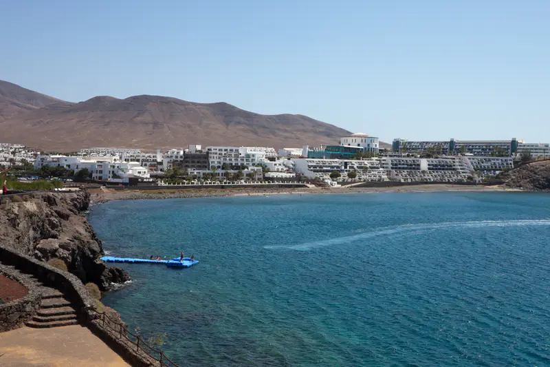 Beach and promenade at Playa Blanca, Lanzarote.